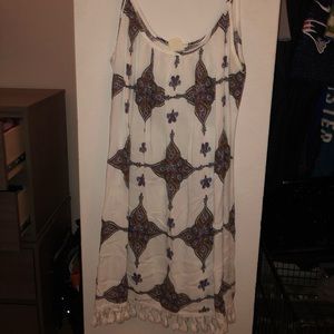 White patterned tassel dress